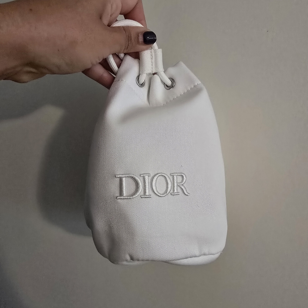 Dior Cream Drawstring Cosmetic Bag